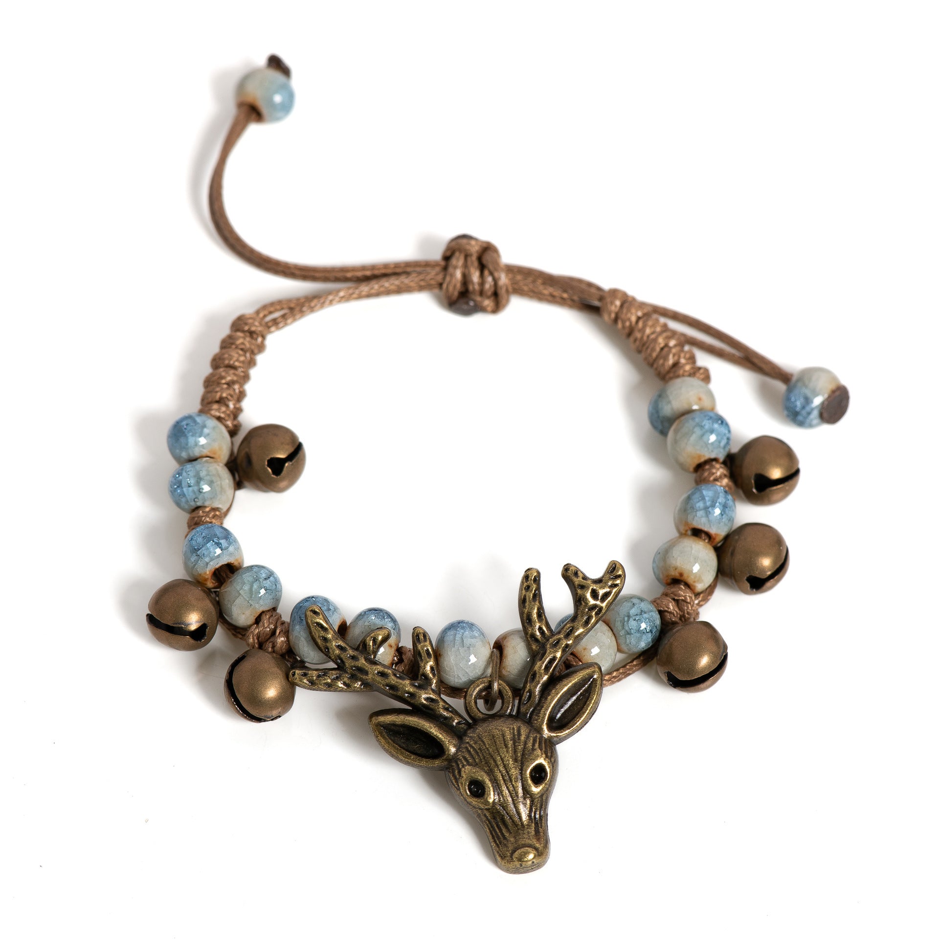 Forest-themed Vintage Pure Copper Bell Bracelet Minimalist Ceramic