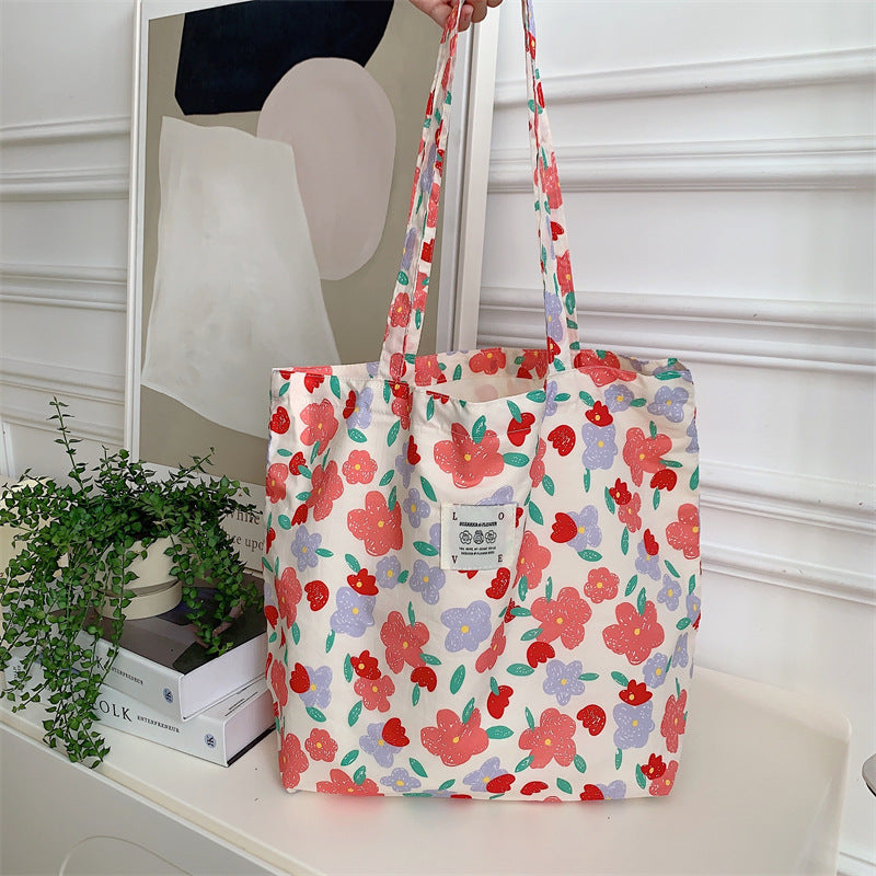 Tote Large Capacity Fashion Floral Canvas Shoulder Bag
