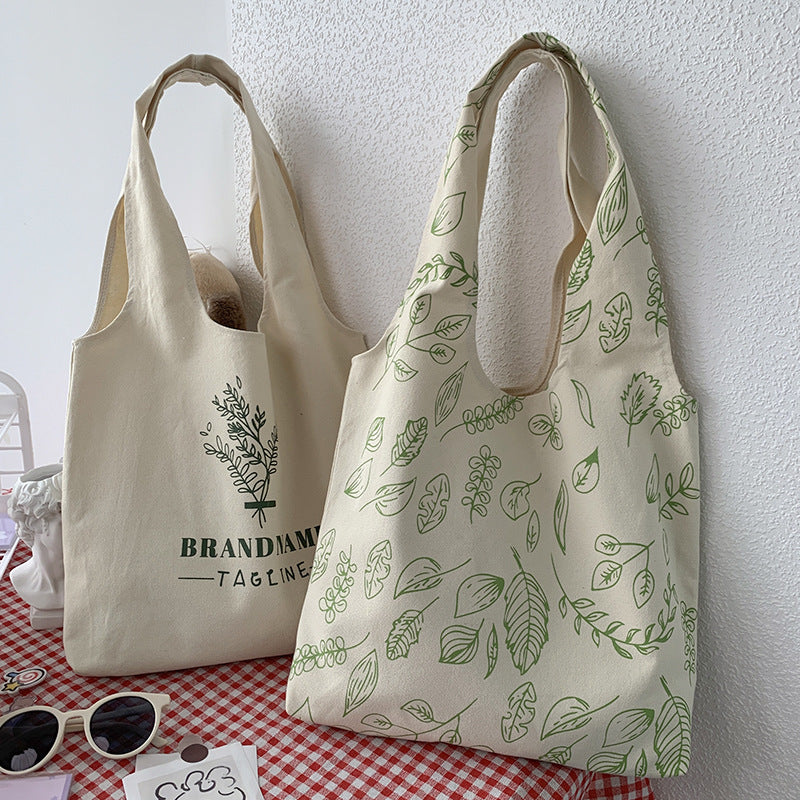 Large Capacity Portable Leaf Printed Vest Canvas Bag