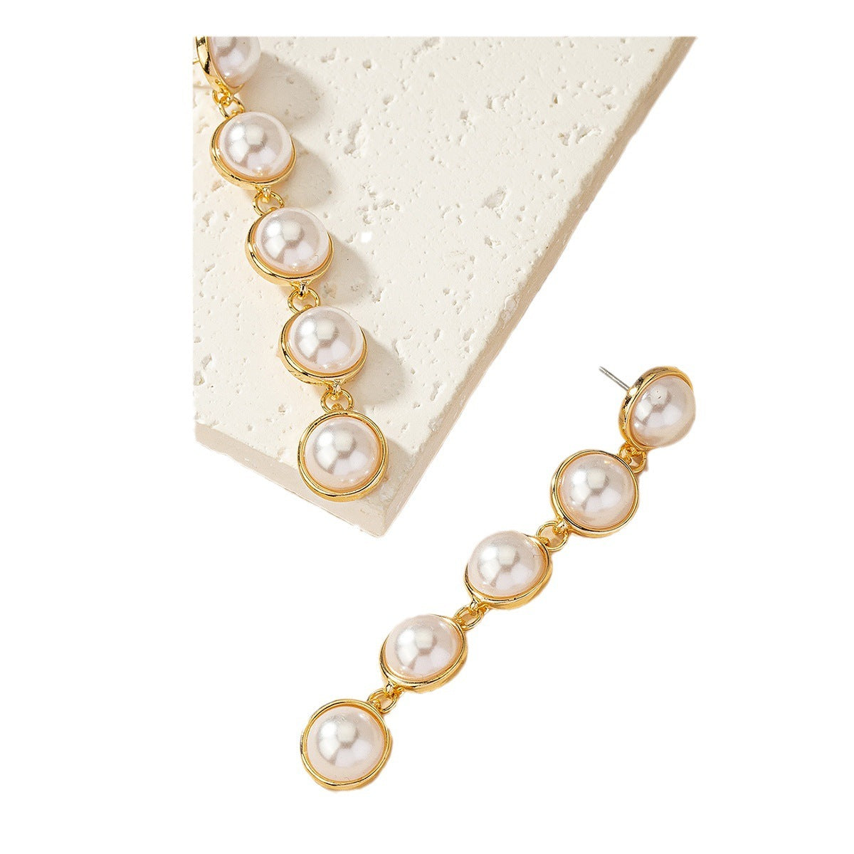 Simple And Stylish Pearl Long Versatile Elegant Tassel Earrings