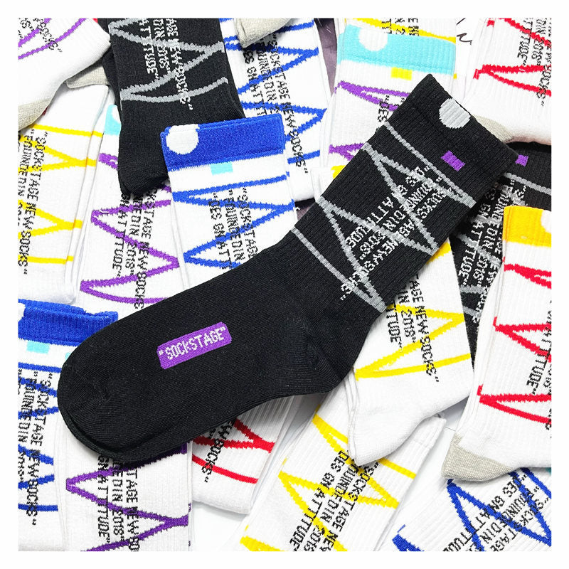 Middle Tube Striped Sports Socks Men And Women Cotton Trend