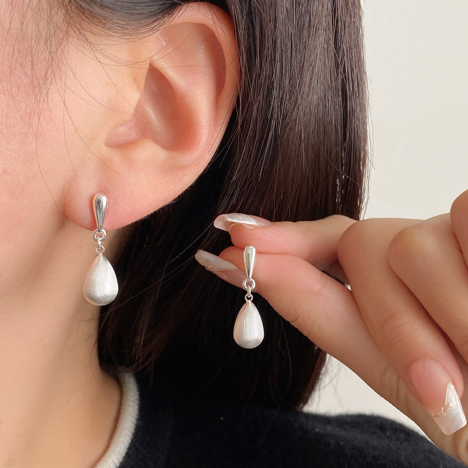 Wire Drawing Drop Pendant Ear Clips Stylish Earrings