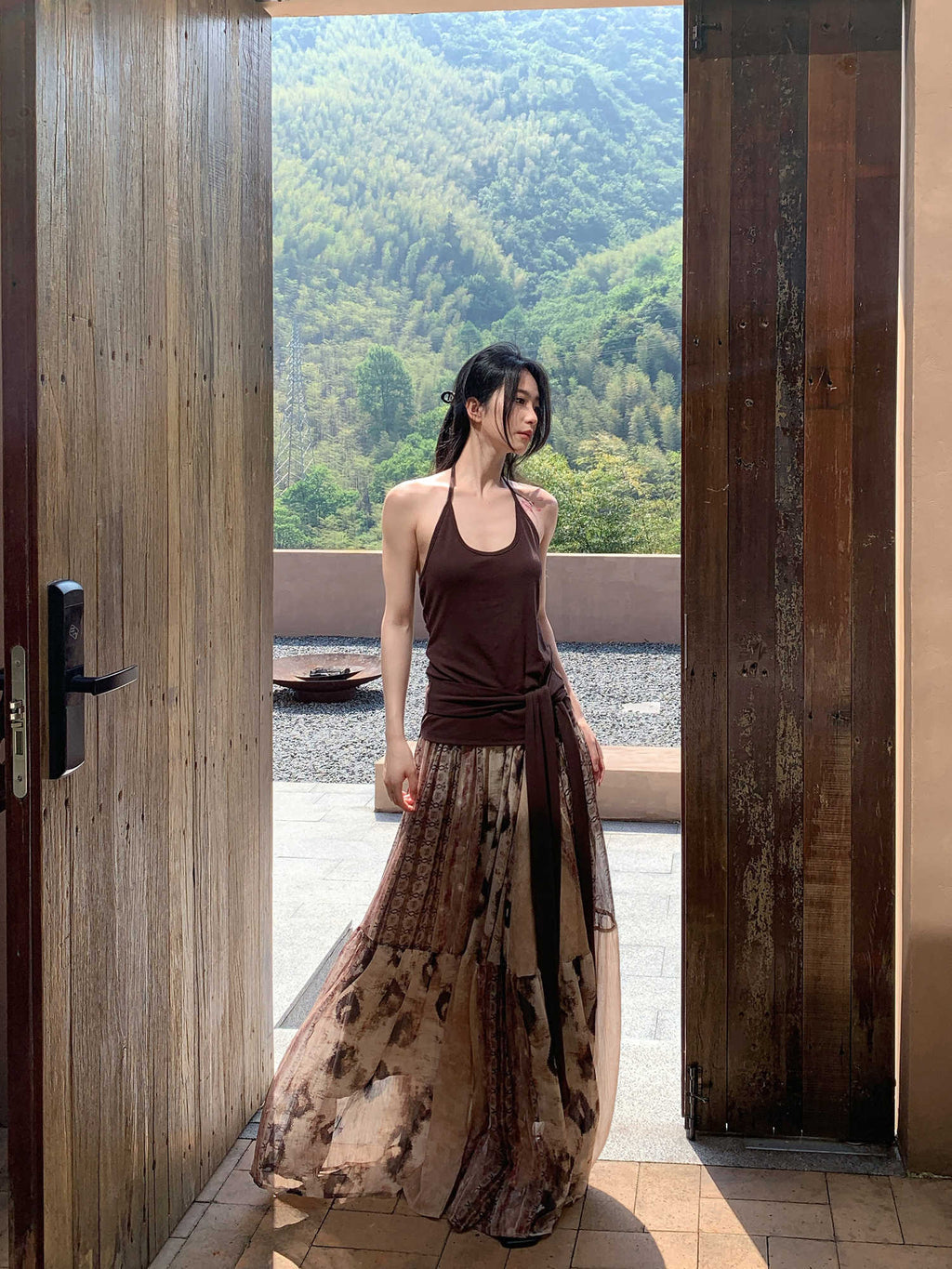 Vintage Printed Chiffon Printed Skirt