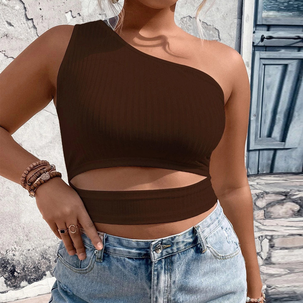 Women's Fashion Versatile Off-Shoulder Short Knitted Vest Crop Top