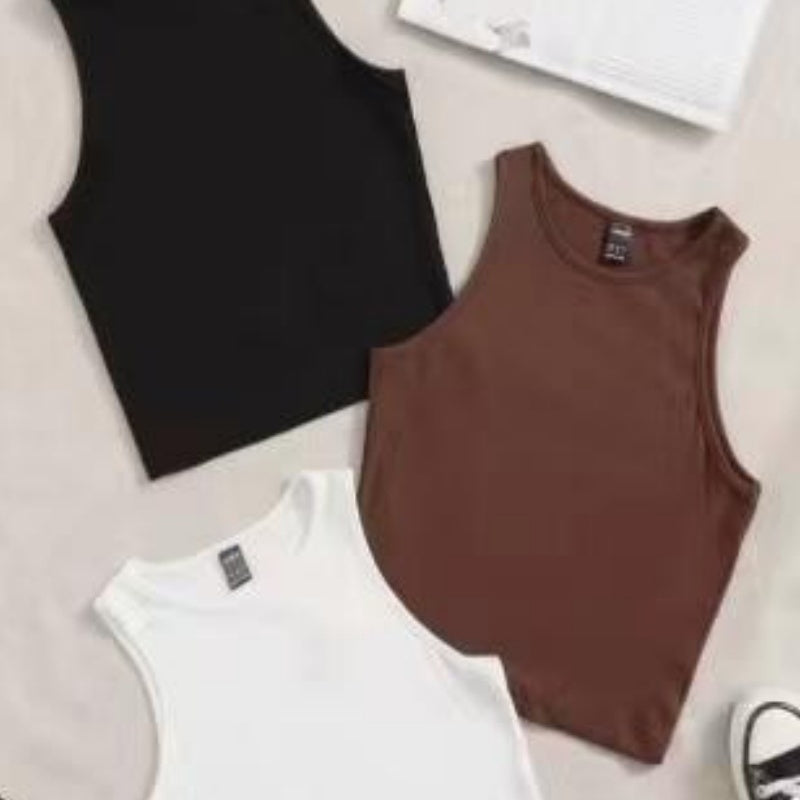 Solid Color Home Vest Three-piece Set