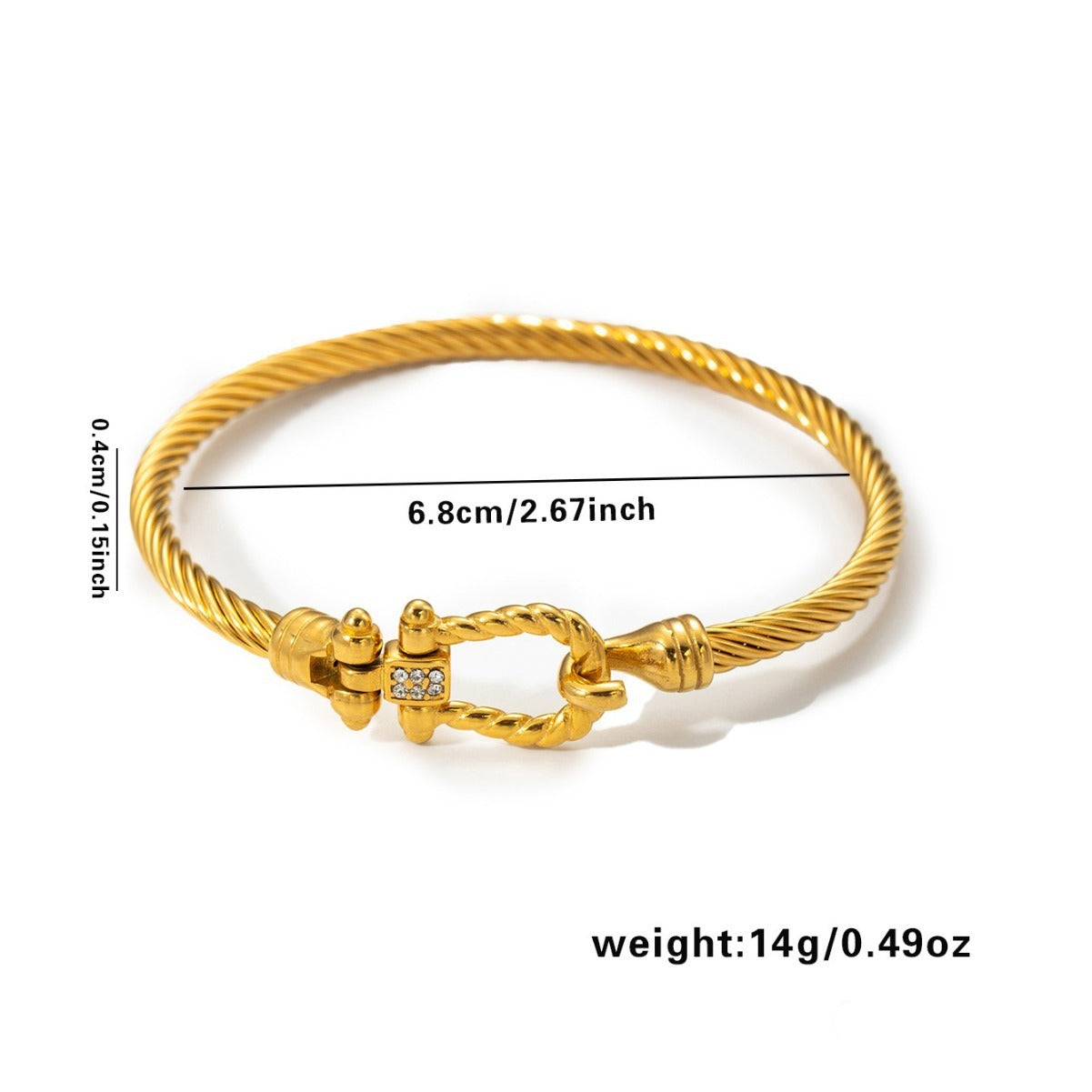 Titanium Steel Fashion Twisted Diamond-inlaid Horseshoe Clasp Bracelet