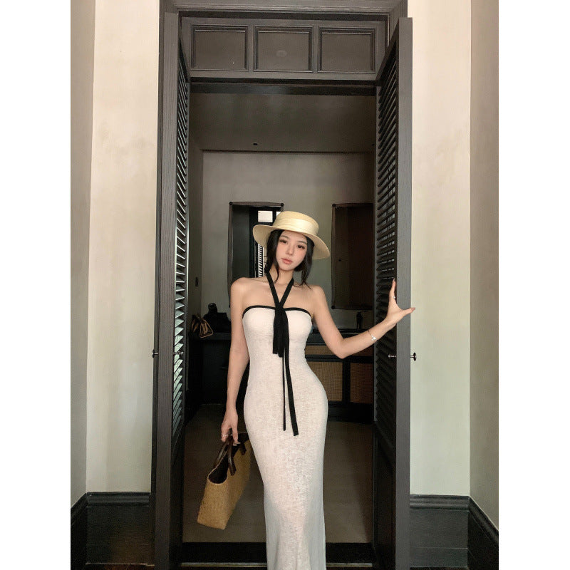 Women's Casual White Halter-neck Tube Dress