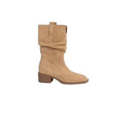 Height-increasing 8cm Round Toe Chunky Heel Slimming High Shaft Ankle Boots