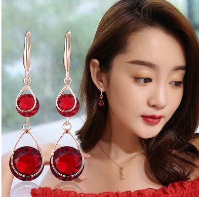 Women's Long Elegant Crystal Earrings