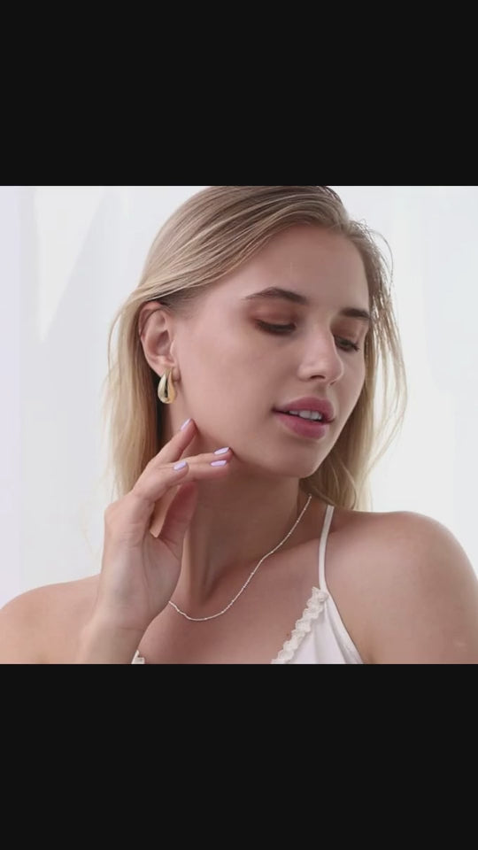 Metal Water Drop Earrings With A Sense Of Niche Luxury